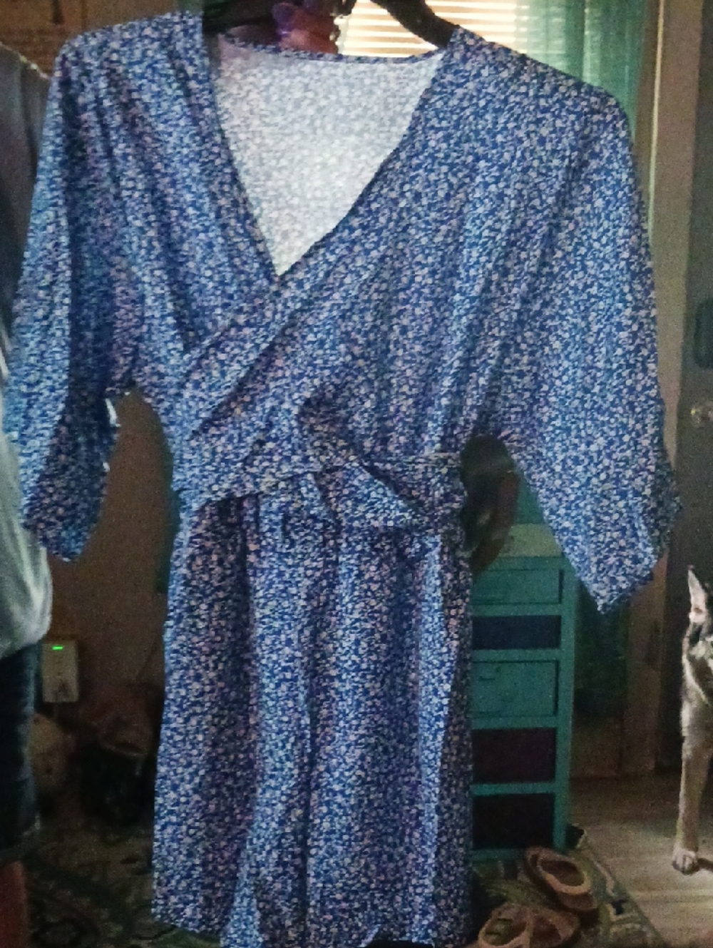 Blue Floral Wrap Jumper